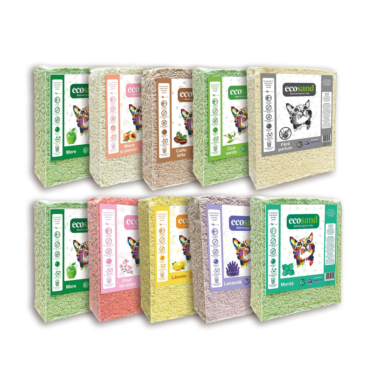 Pachet PROMO - 10 pungi Nisip tofu diferite Ecosand