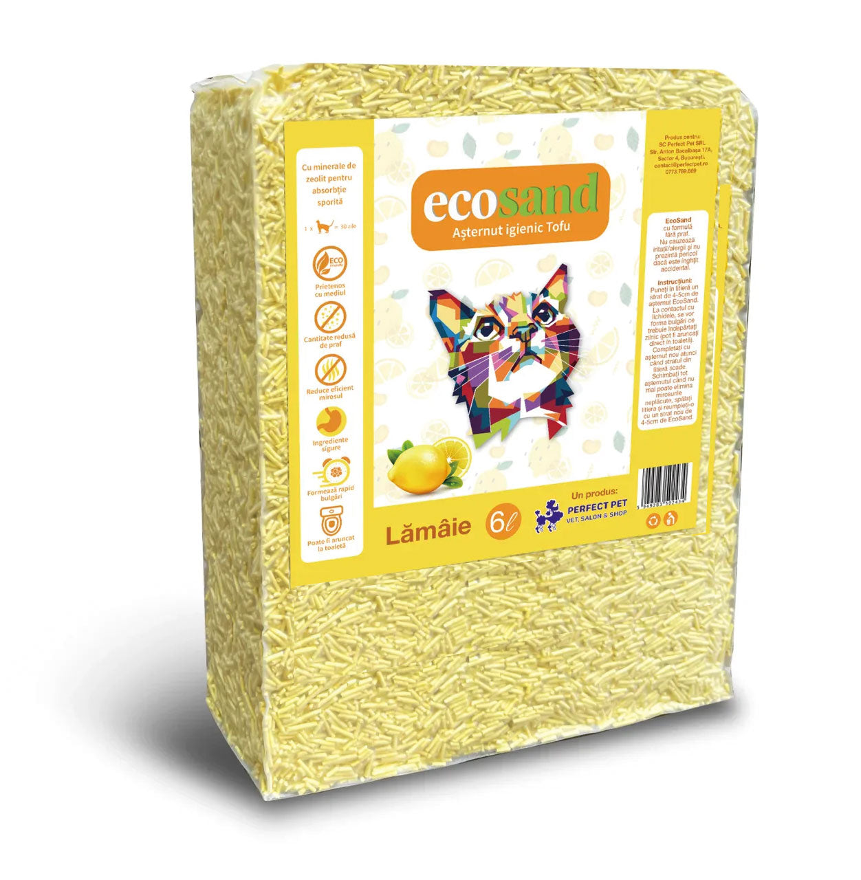 Nisip tofu pisici Ecosand lamaie 6L