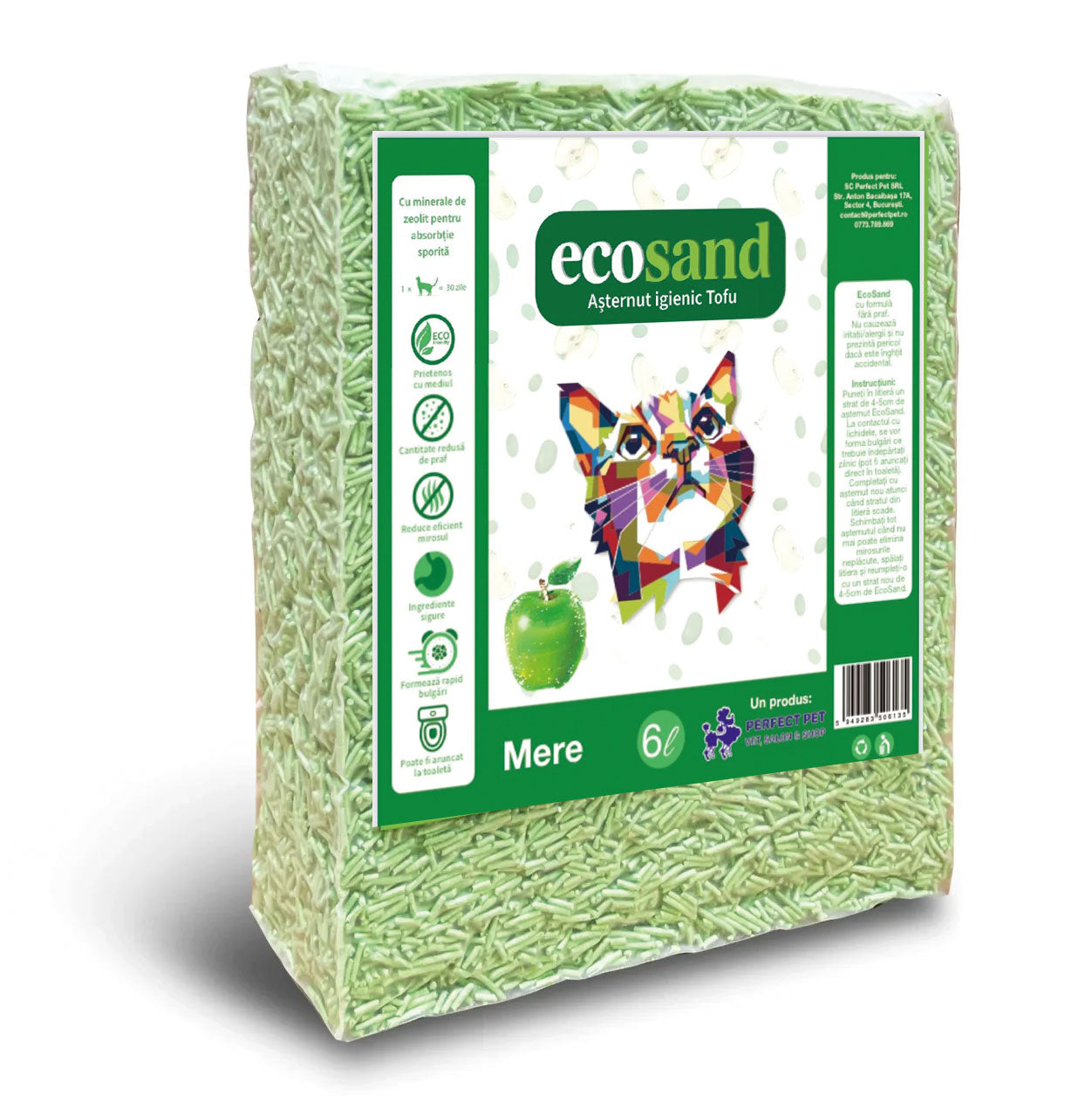 Nisip tofu pisici Ecosand mere 6L