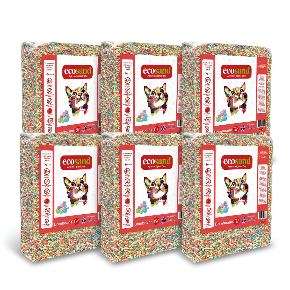 Nisip tofu pisici Ecosand bomboane 6L