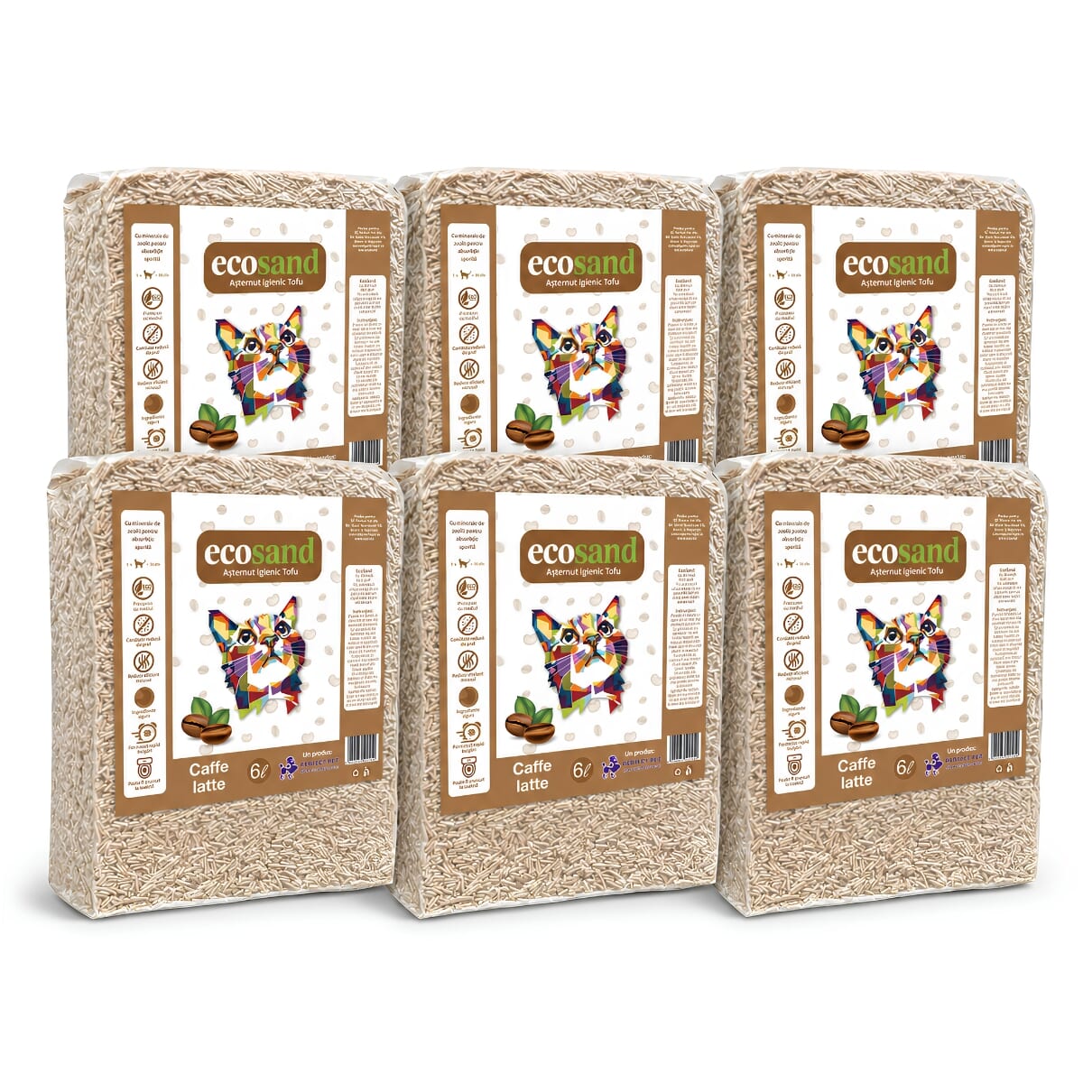 Nisip tofu pisici Ecosand caffe latte 6L