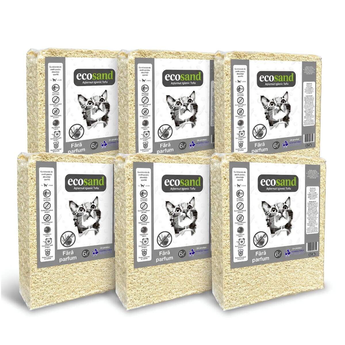 Nisip tofu pisici Ecosand fara parfum 6L