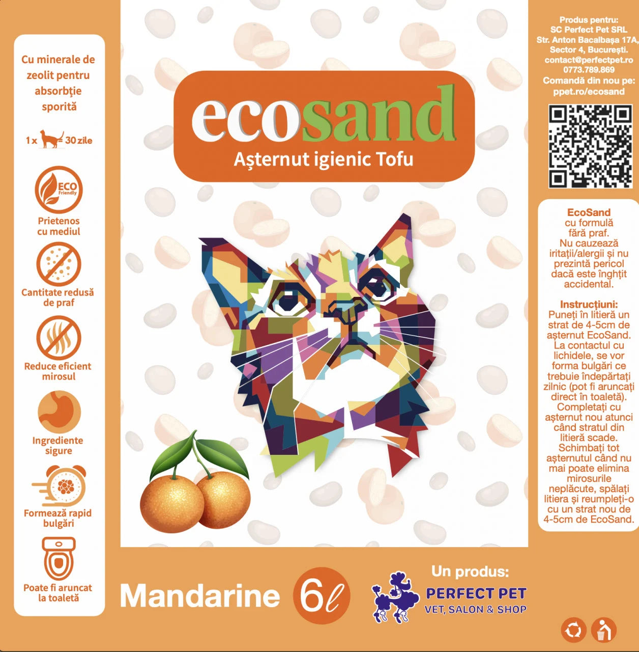 Nisip tofu pisici Ecosand mandarine 6L