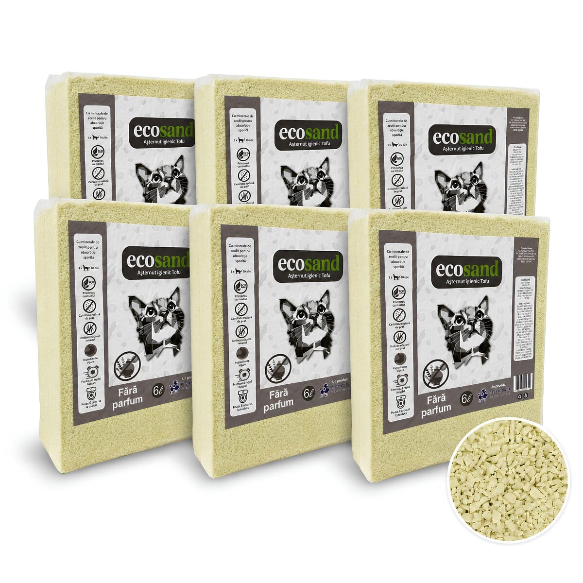 Asternut Ecosand MICRO – Fara Parfum, 6L, litiere automate, pisici mofturoase