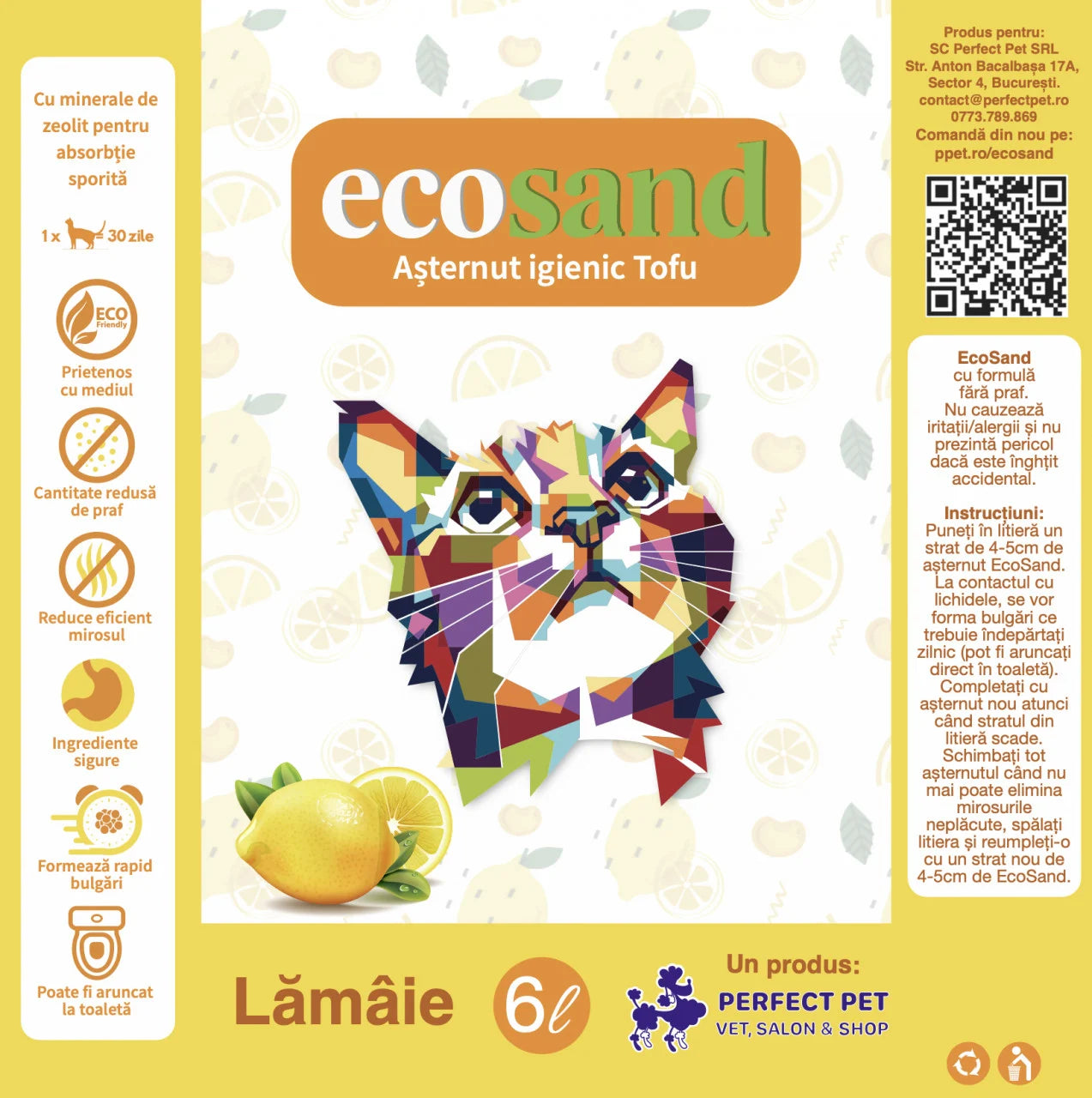 Nisip tofu pisici Ecosand lamaie 6L