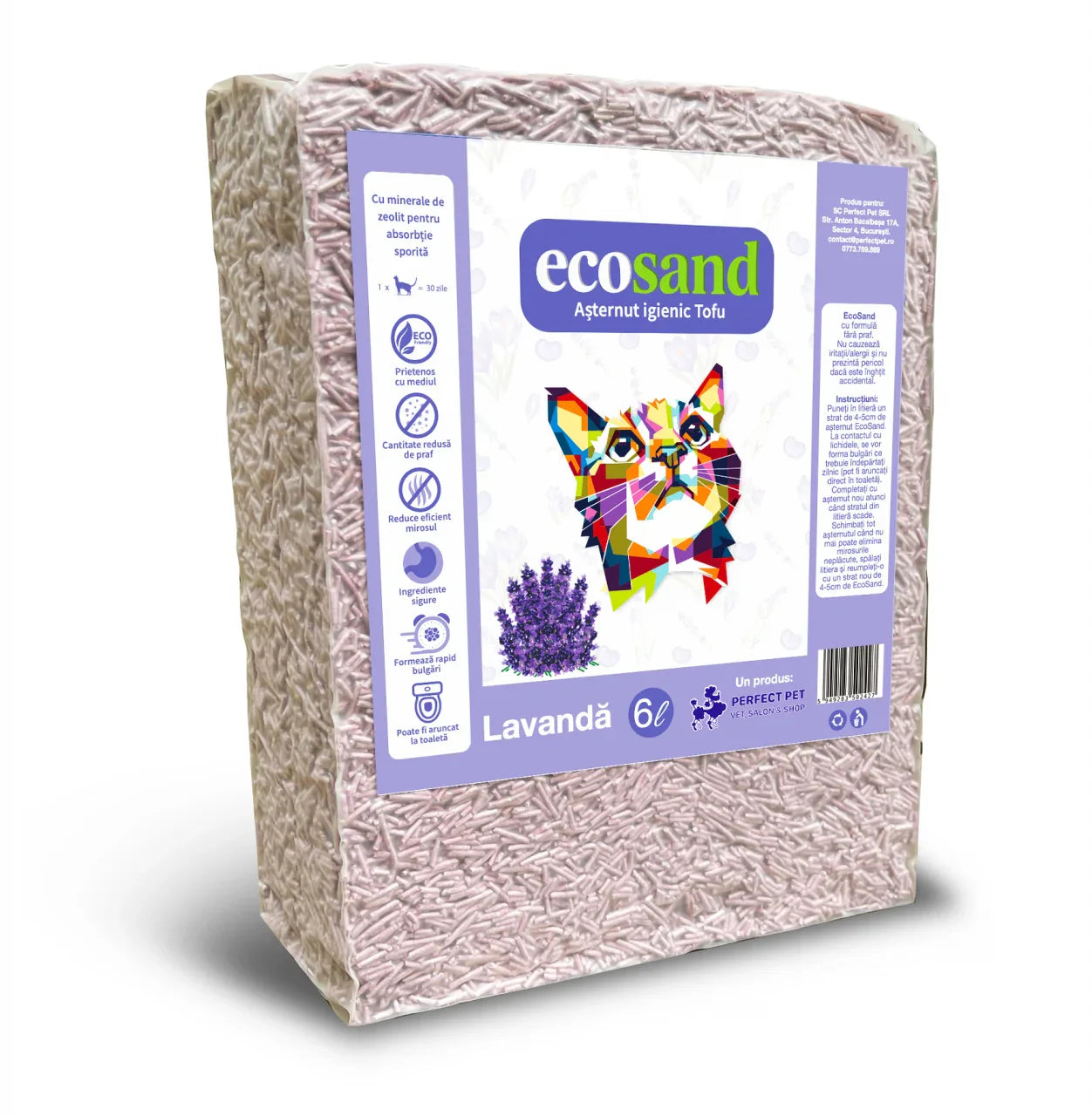 Nisip Tofu Pisici Ecosand Lavanda 6L Ecosand Romania nisip-tofu-pisici-ecosand-lavanda-6l-ecosand-romania