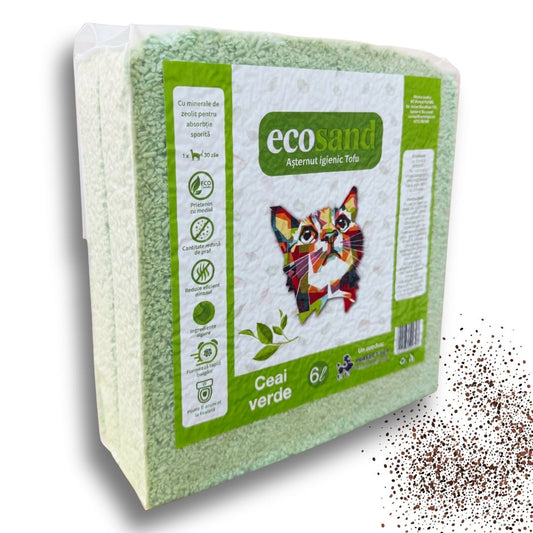 Nisip tofu pisici Ecosand MICRO ceai verde - litiere automate