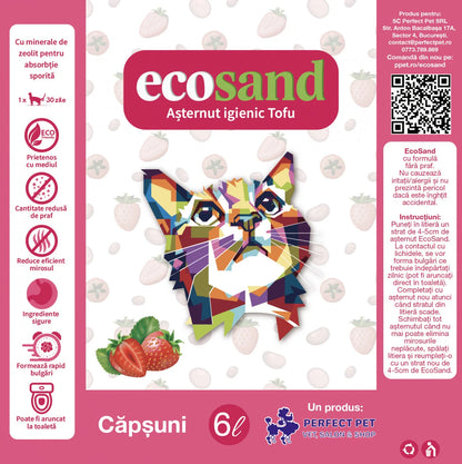 Nisip tofu pisici Ecosand capsuni 6L