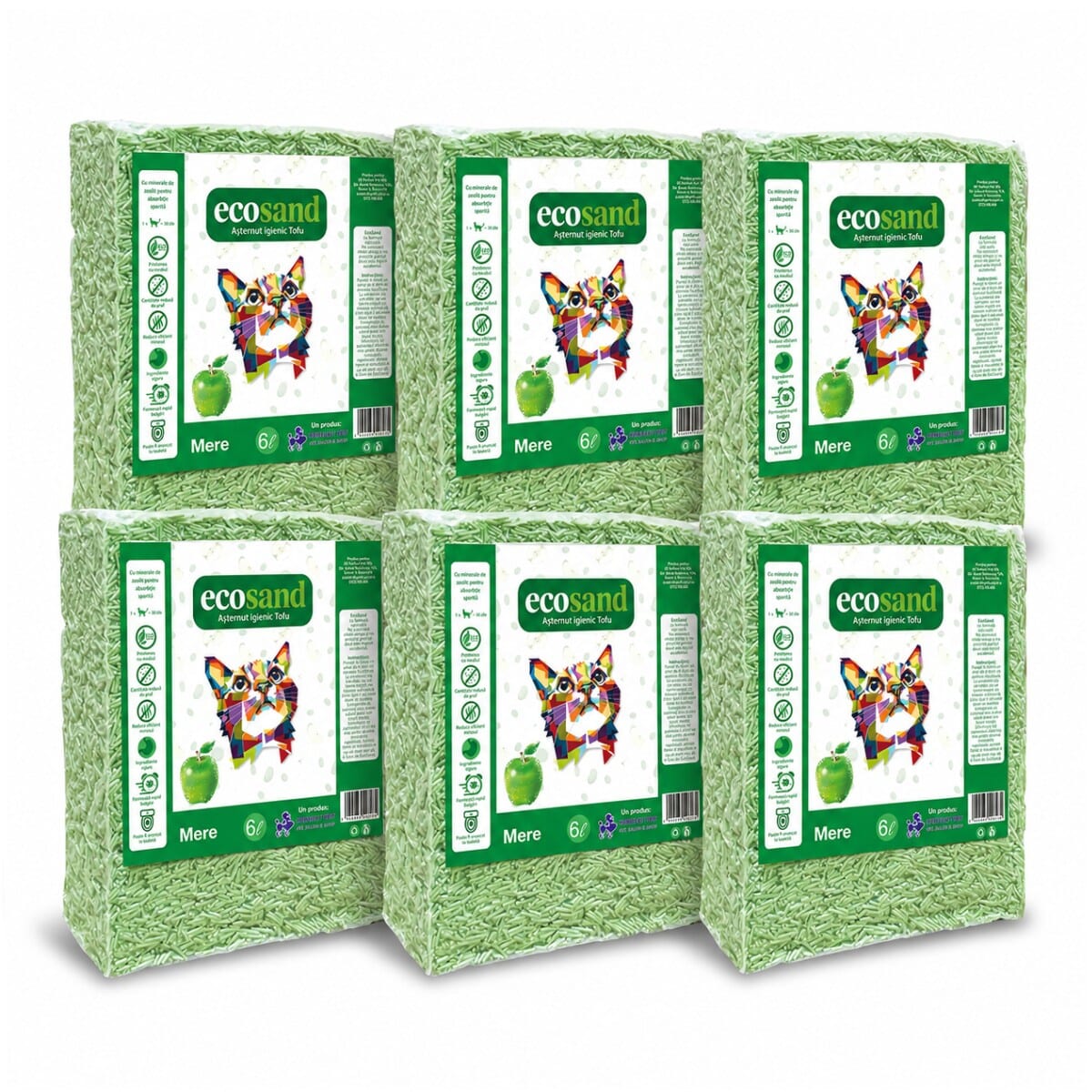 Nisip tofu pisici Ecosand mere 6L
