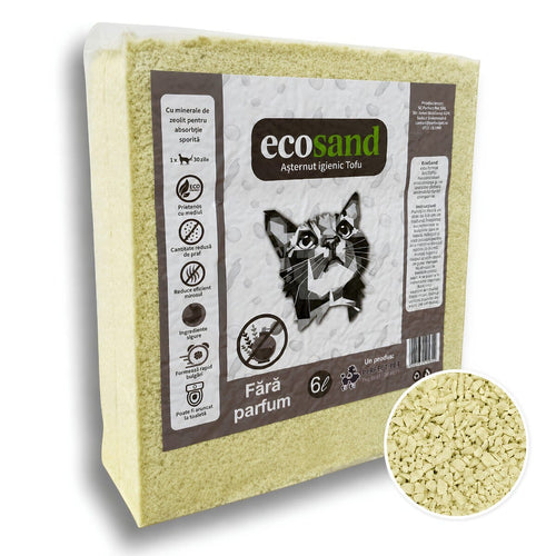 Asternut Ecosand MICRO – Fara Parfum, 6L, litiere automate, pisici mofturoase