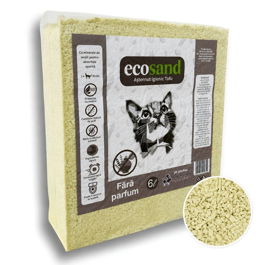 Asternut Ecosand MICRO – Fara Parfum, 6L, litiere automate, pisici mofturoase