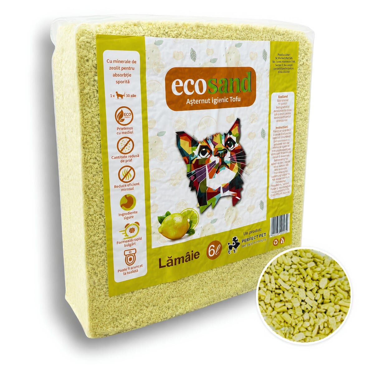Asternut Ecosand MICRO – Lamaie, 6L, litiere automate, pisici mofturoase