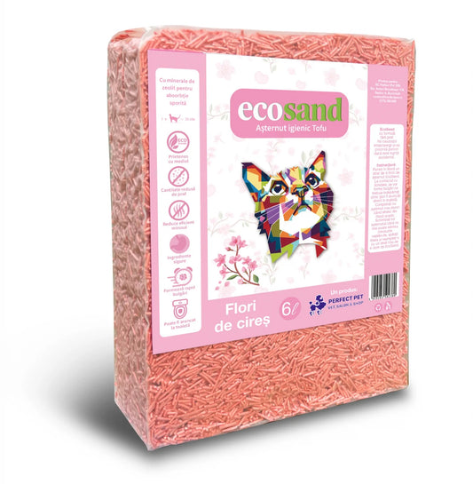 Nisip tofu pisici Ecosand flori de cires 6L