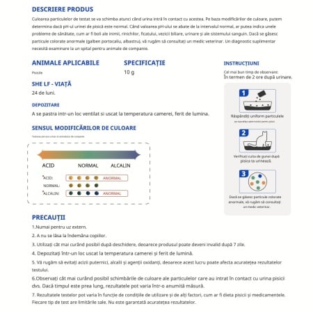 Test PH urina pisica pentru litiera 10g