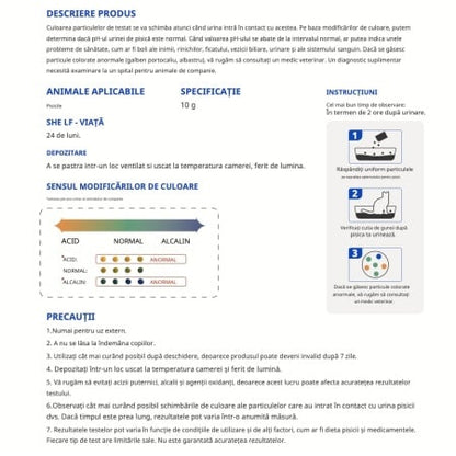 Test PH urina pisica pentru litiera 10g